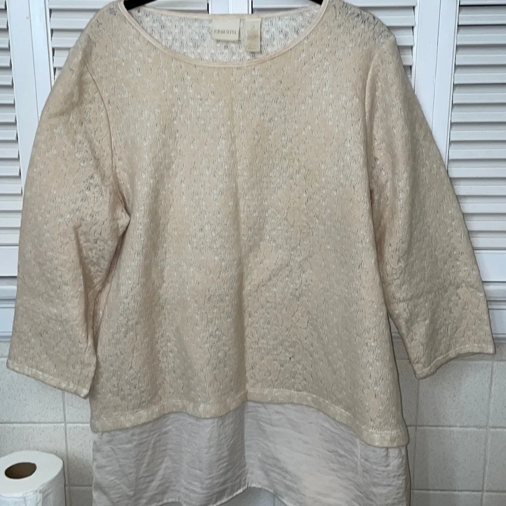 Chicos pastel pink felt knit top